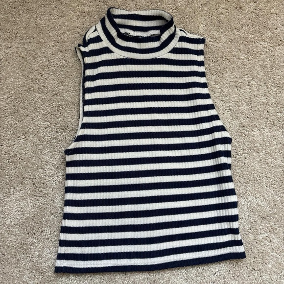 Striped Sleeveless Top - Black and White - Picture 1 of 3